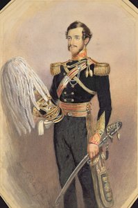 Porträtt av en officer i full militärklänning, 1840 (wc med gummi arabicum på papper)